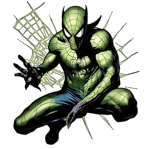Green Goblin vs spiderman shooting webs tattoo design idea