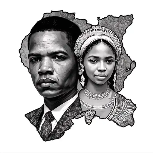 i want an outline of africa on my back on the inside of it i want a picture of malcolm x and mary eliza mahoney  tattoo design idea