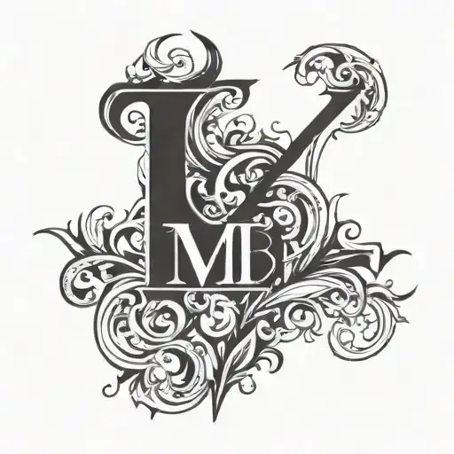 this is for a small chest tattoo over the heart. I would like two initials M and M. The one on the left blue and on fire tattoo design idea