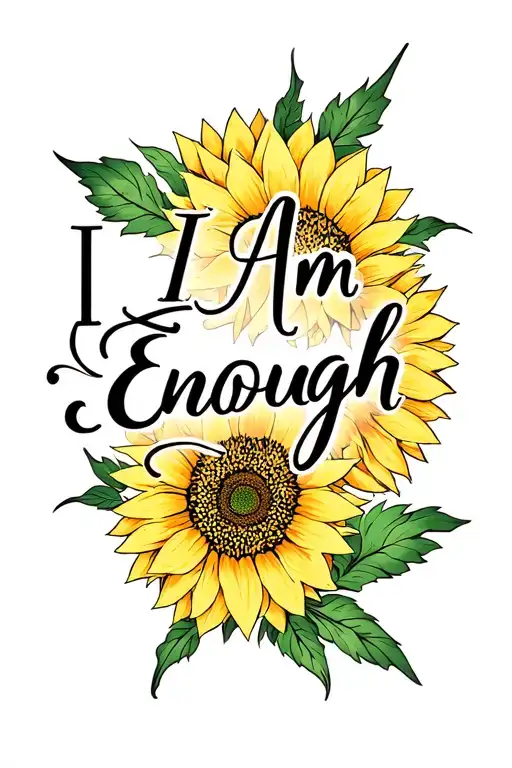 "I Am Enough " SunFlower tattoo design idea