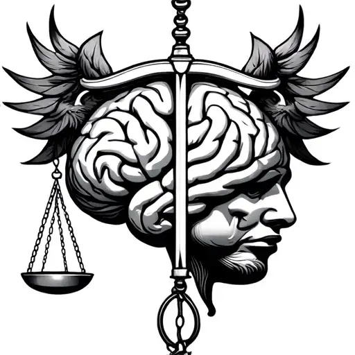 Libra scale and right and left brain  tattoo design idea