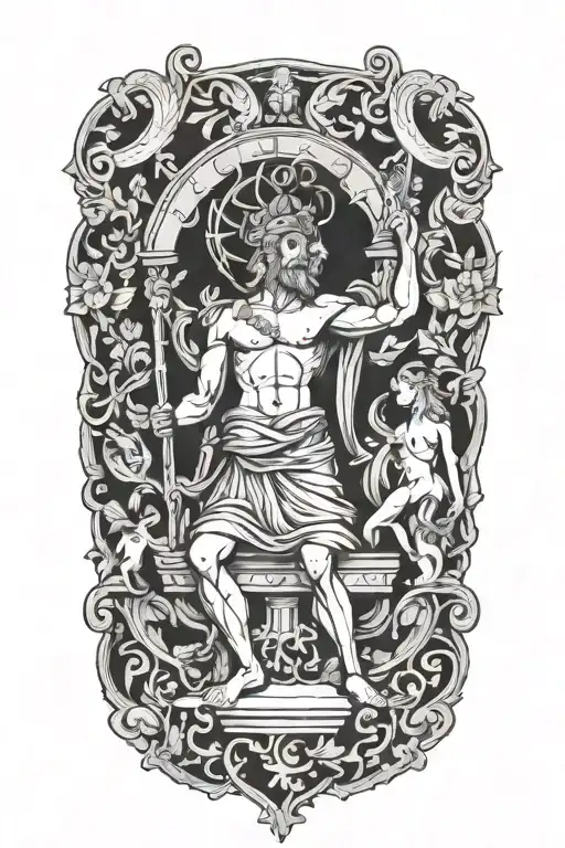 Combine elements of Greek mythology with the concept of leadership for a blackwork tattoo design tattoo design idea
