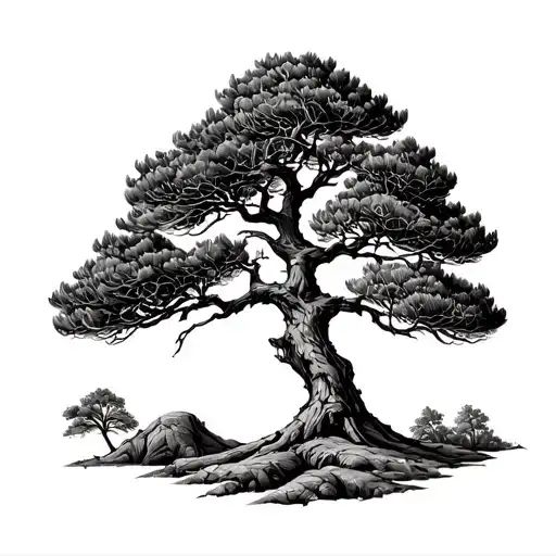 Lebanese cedar tree in Arab calligraphy tattoo design idea