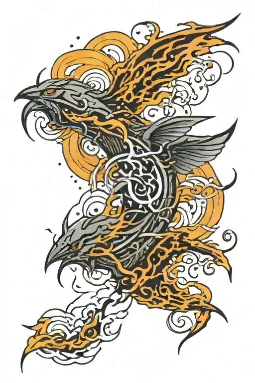 lightning with swarm in waves dark and evil tattoo design idea