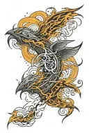 lightning with swarm in waves dark and evil tattoo design idea