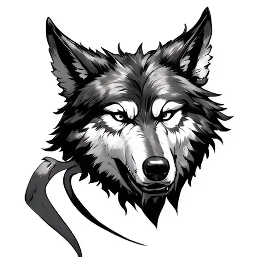 One Piece x wolf x detailed x final battle x dark souls style x detailed x realistic x tattoo design idea