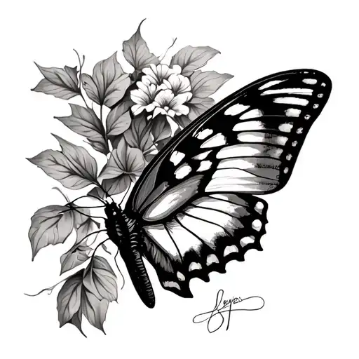 tiger swallowtail butterfly wing spread tattoo design idea