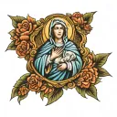 Virgin Mary angle under with saint judas tadeo tattoo design idea