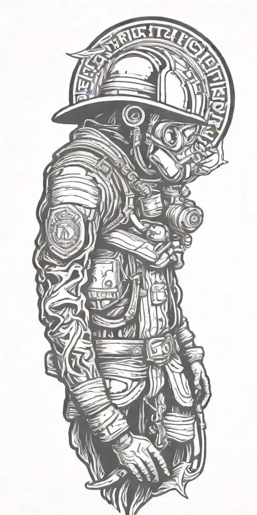 traditional firefighter tattoo design idea