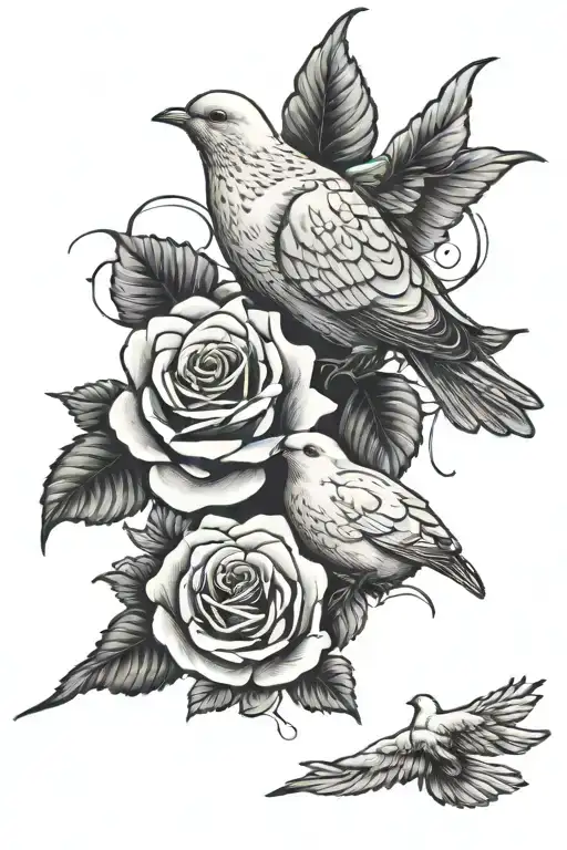 two doves one of the doves should be dead. a rose tattoo design idea