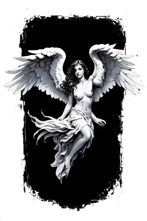 Angel Icaro in free fall tattoo design idea