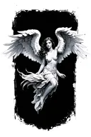 Angel Icaro in free fall tattoo design idea