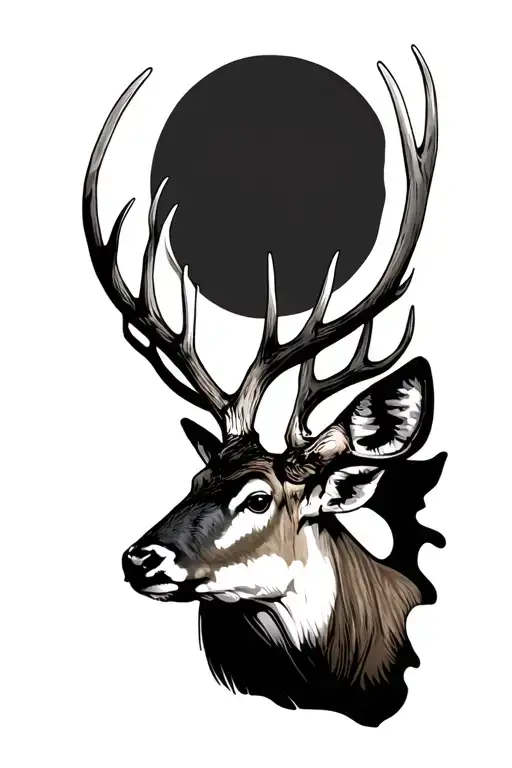 mule deer antler tattoo design idea