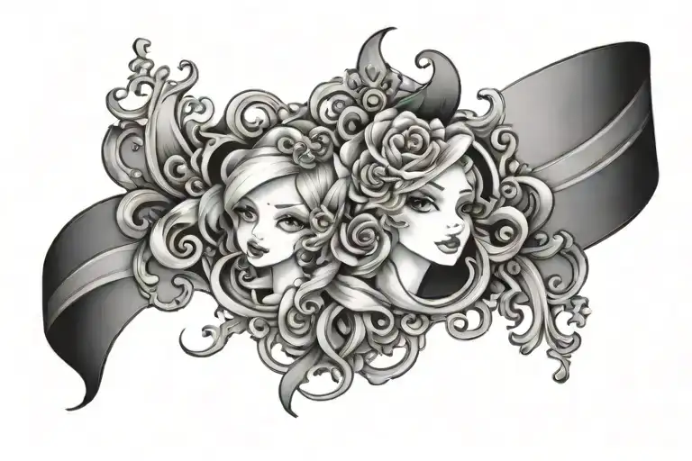 Disney garter band elegantly encircling the thigh tattoo design idea