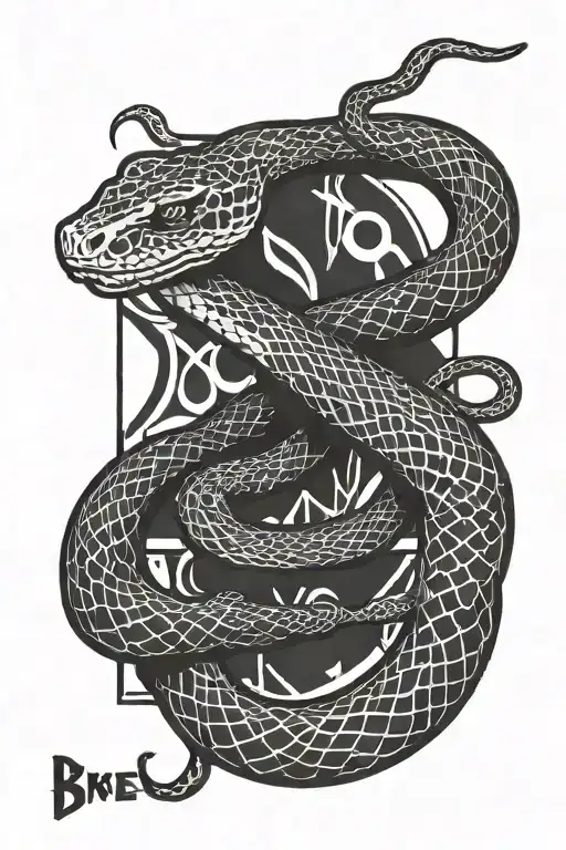 Minimalist snake with Kobe Bryant logo in the middle part tattoo design idea