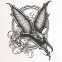 virgin bat flying tattoo design idea