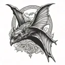 virgin bat flying tattoo design idea