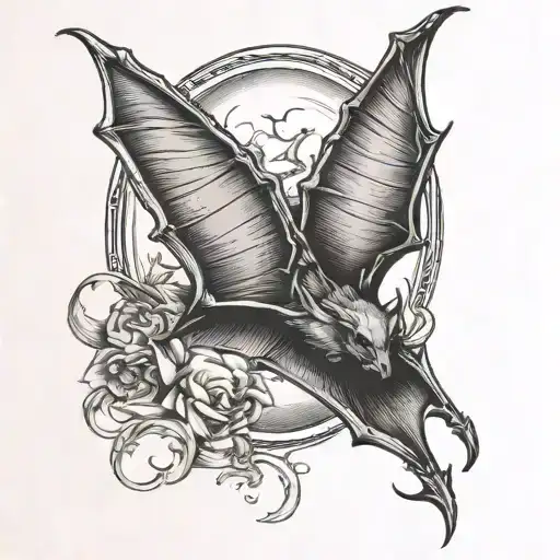 virgin bat flying tattoo design idea