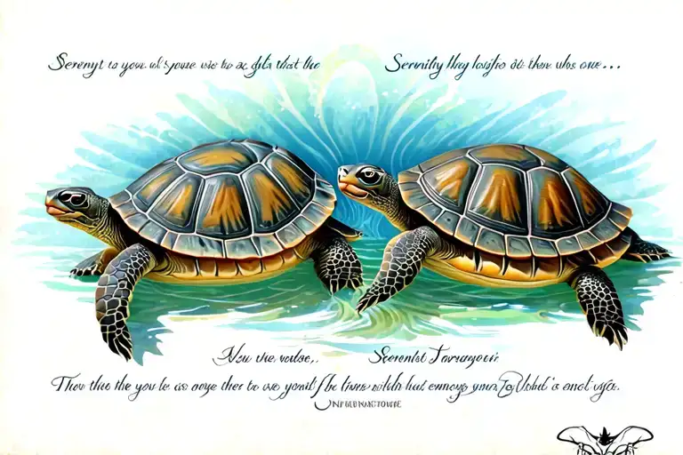 serenity prayer with turtles tattoo design idea