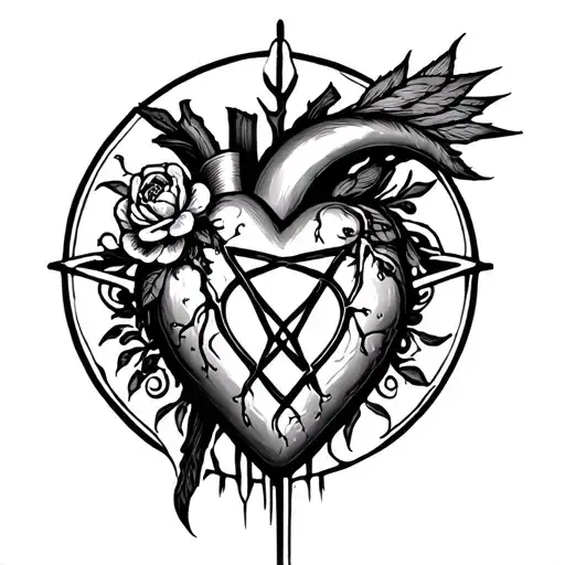 Heartagram tattoo design idea