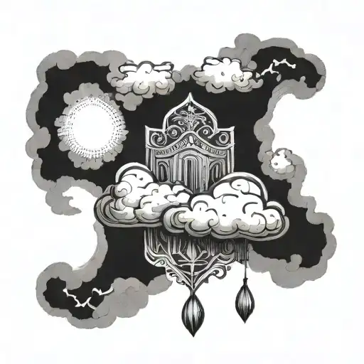 A whimsical tattoo of a cloud shaped like a protective shield, symbolizing the message of Isaiah 41:10 tattoo design idea