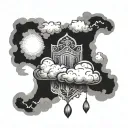 A whimsical tattoo of a cloud shaped like a protective shield, symbolizing the message of Isaiah 41:10 tattoo design idea