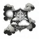 A whimsical tattoo of a cloud shaped like a protective shield, symbolizing the message of Isaiah 41:10 tattoo design idea