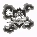 A whimsical tattoo of a cloud shaped like a protective shield, symbolizing the message of Isaiah 41:10 tattoo design idea