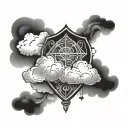 A whimsical tattoo of a cloud shaped like a protective shield, symbolizing the message of Isaiah 41:10 tattoo design idea