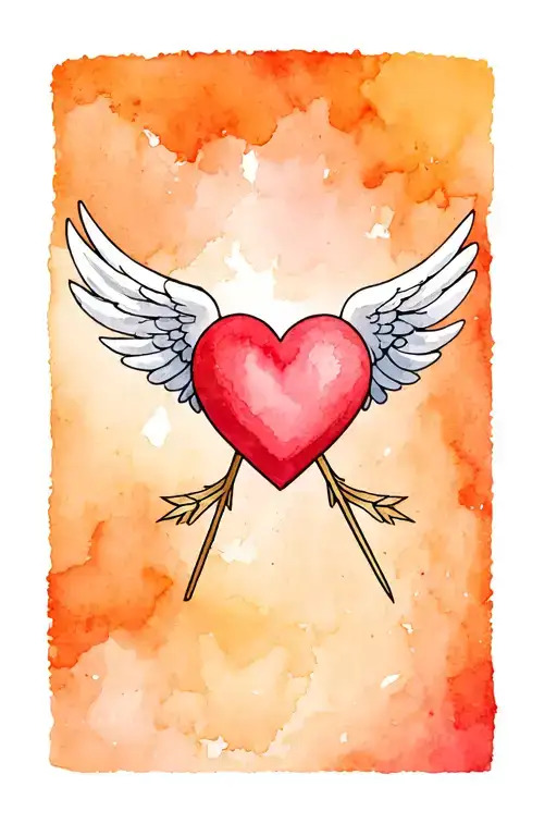 broek heart a with angel wings wit arrow girly tattoo design idea
