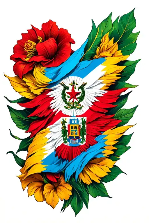 1804 vertical tattoo inspired by the Haitian flag colors tattoo design idea