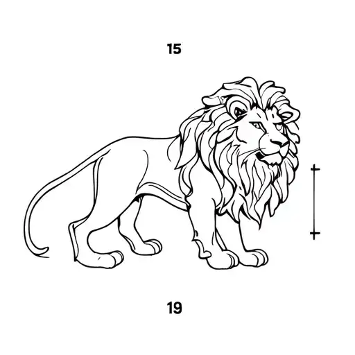 lion with numbers 15 and 19 incorporated within tattoo design idea