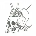 skull fries tattoo design idea