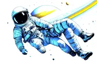 astronaut floating on jupiter tattoo design idea
