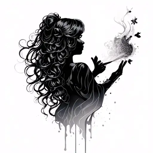 femboy silhouette blowing tattoo design idea