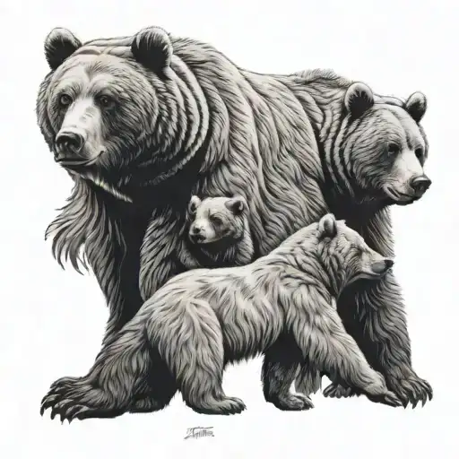 family of bears tattoo design idea