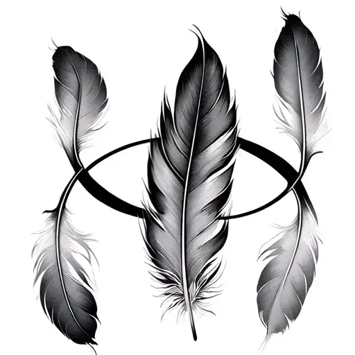 feather infinity symbol with never far apart tattoo design idea