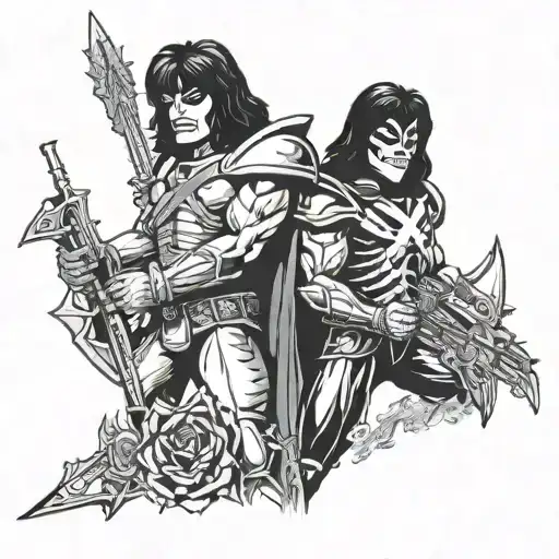 Kiss rock band, goldorak, masters of the universe, albator, guns n roses tattoo design idea