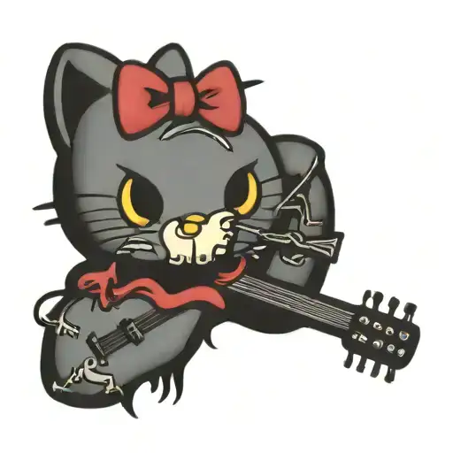 hello kitty metal music tattoo design idea