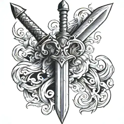 double-edged sword tattoo design idea