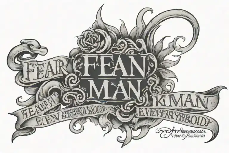 words "fear no man I know everybody bleed" tattoo design idea