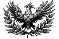 phoenix below laurel wreath tattoo design idea