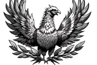 phoenix below laurel wreath tattoo design idea