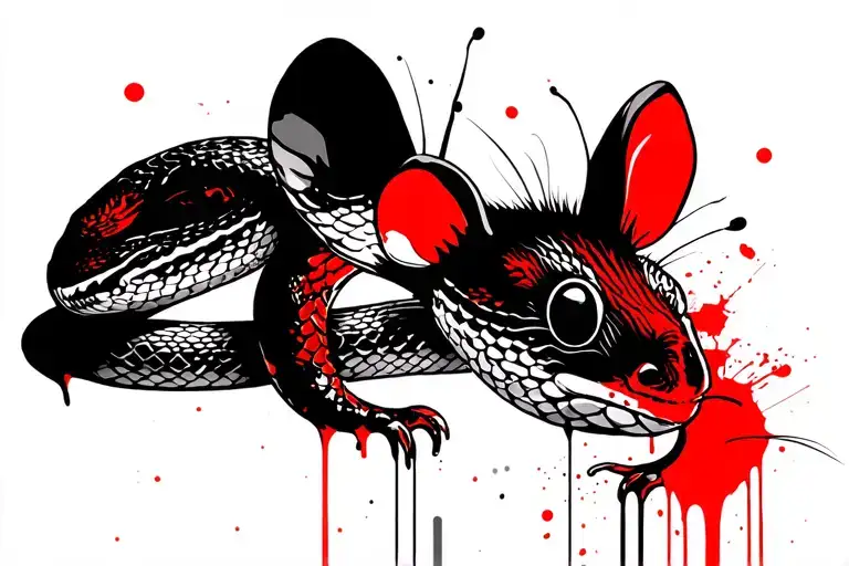 baby snake, baby monkey, baby mouse. tattoo design idea