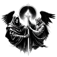 grim reaper vs st michael the archangel tattoo design idea