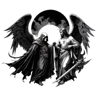 grim reaper vs st michael the archangel tattoo design idea