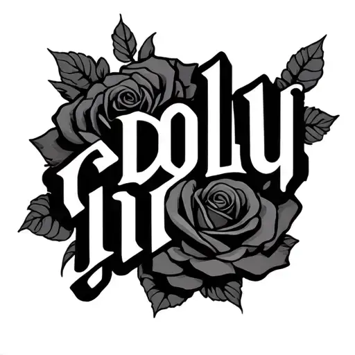 "dolly" rose tattoo design idea