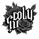 "dolly" rose tattoo design idea