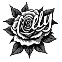 "dolly" rose tattoo design idea