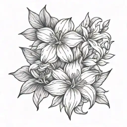 birth month flowers for November, March, and July birth flower tattoo design idea